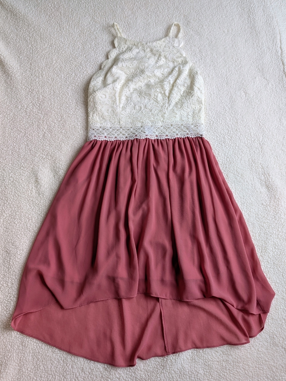 LIKE NEW By & By Fit And Flare High Low Hight Neck Sleeveless Chiffon Dress